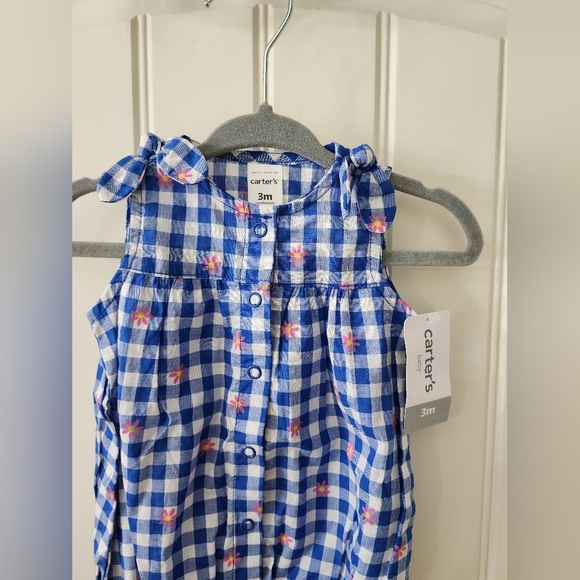 Carter's baby girl bubble gingham floral romper - Picture 2 of 4